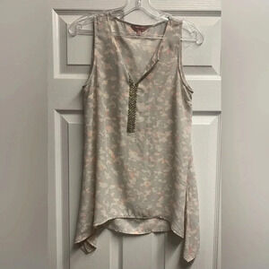 Juicy Couture Pink/Gray Animal Print Top With Rhinestones Size Small